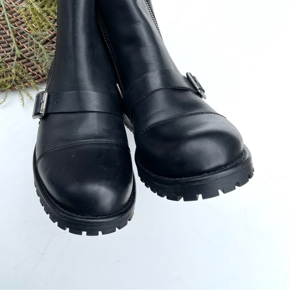 Lucky Brand Womens Shoes Boots Black Ondalucia Combat Buckle Zipper 12 - Picture 5 of 9